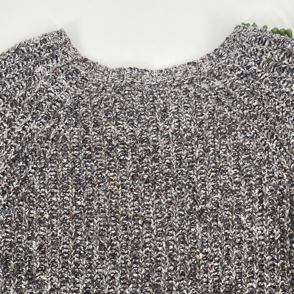 AEO amazingly soft chunky knit oversized marled slit crew sweater small Green - Picture 8 of 13